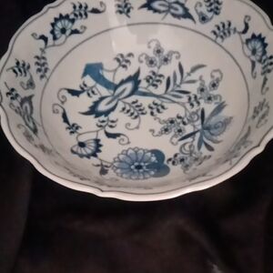 Blue and White Floral Ceramic Bowl